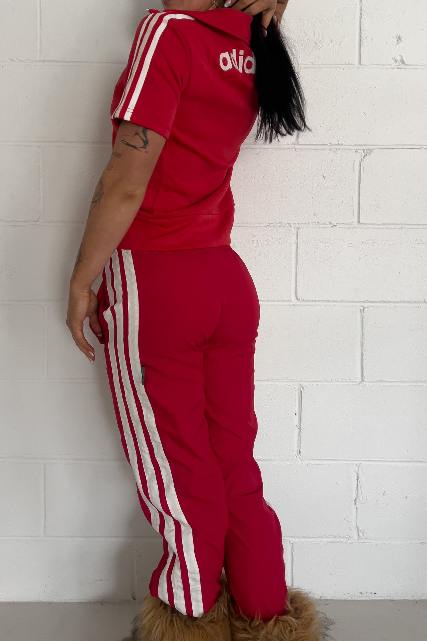 ADIDAS red track top ★ Size est small/medium