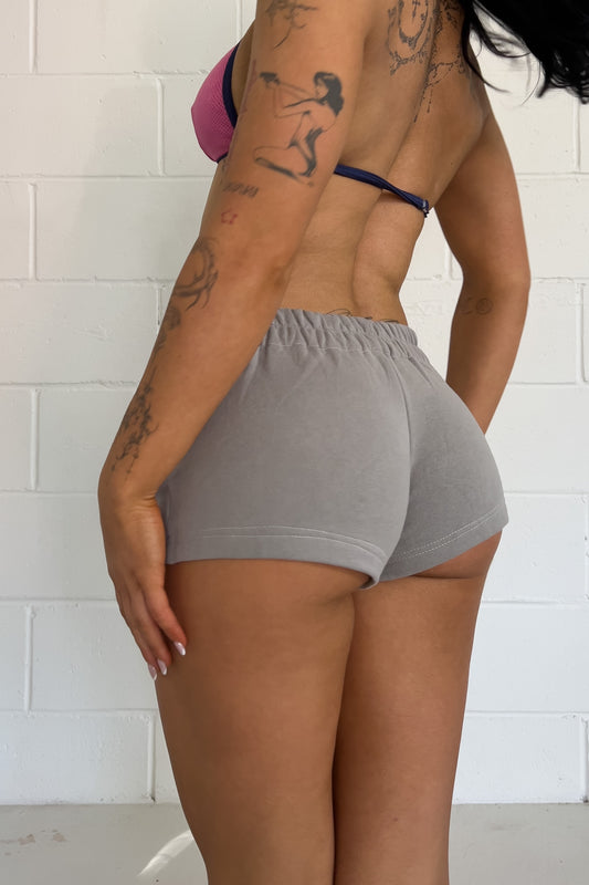 Light grey studded festival shorts  ★  Size estimated small/medium (Stretchy fit)