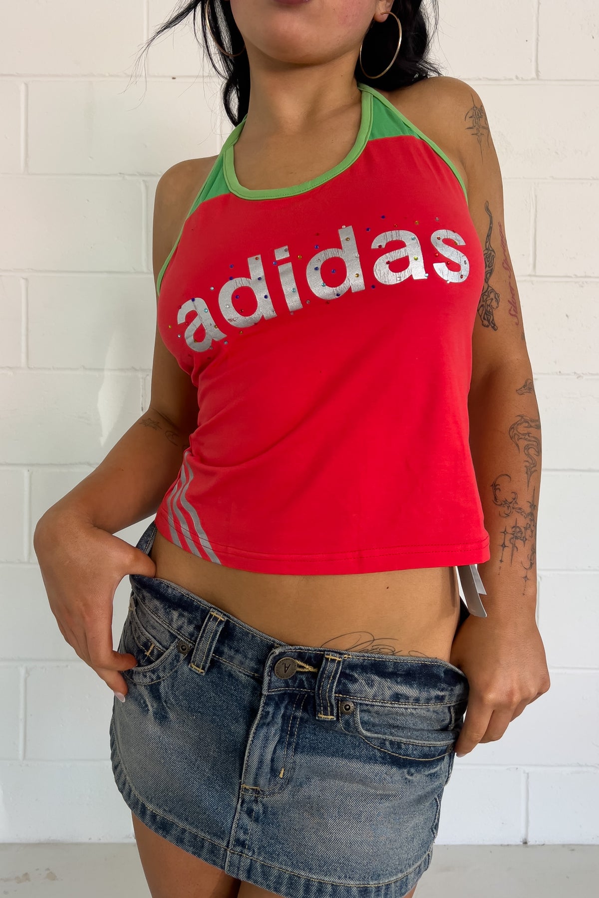 ADIDAS red halter tank ★ Size est XL