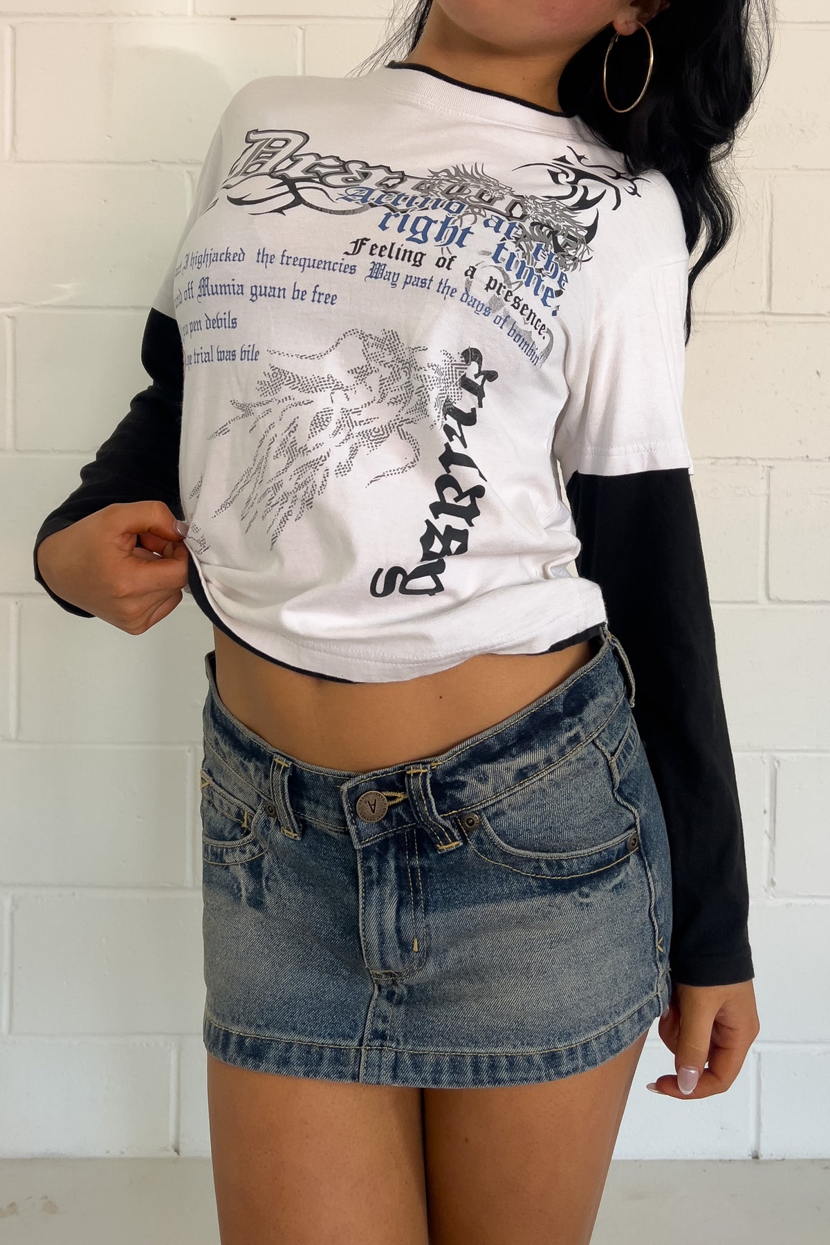 Action kids white + black longsleeve ★ Size est small/medium