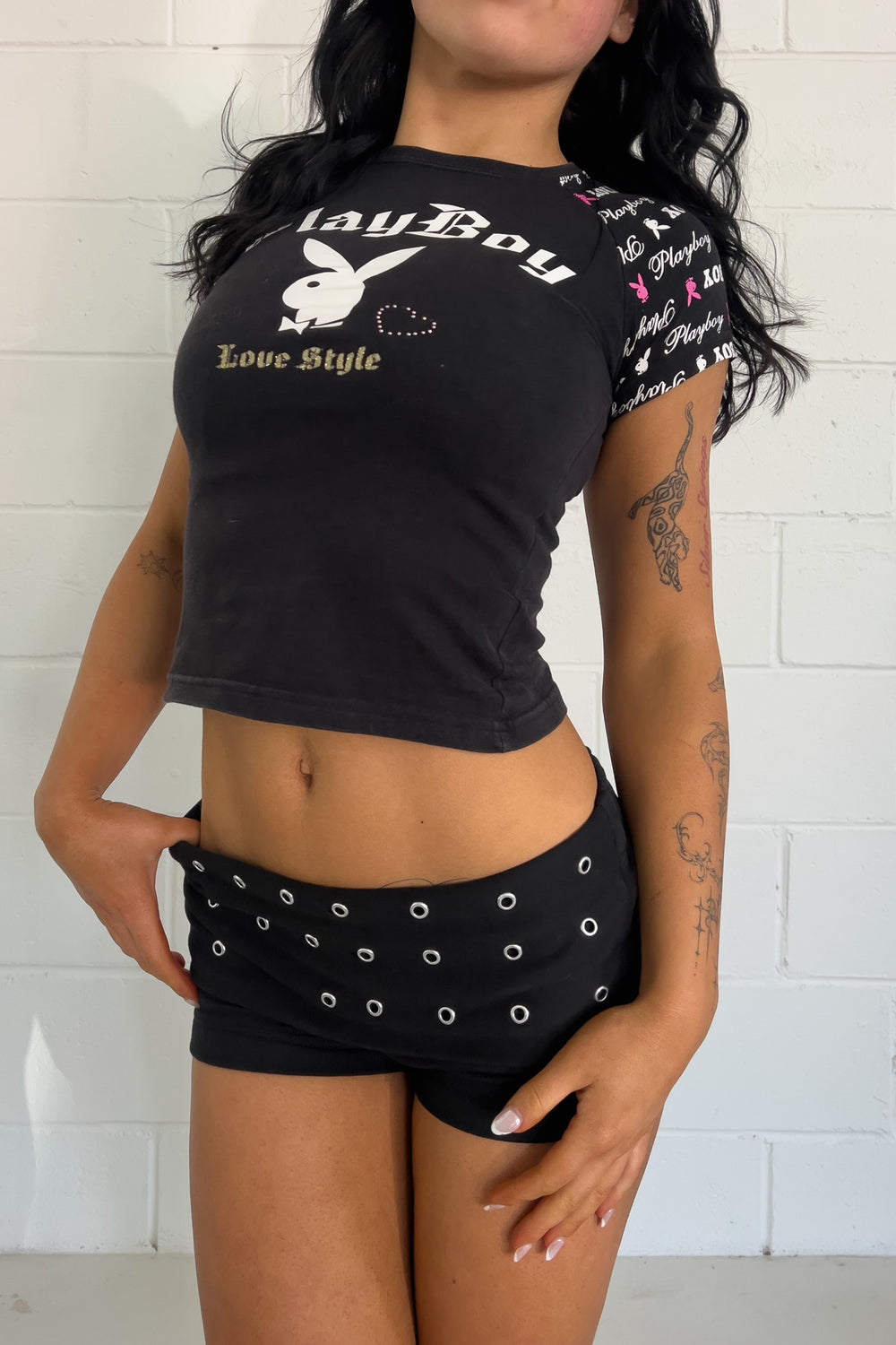 PLAYBOY black + pink top ★ Sizelabelled XS