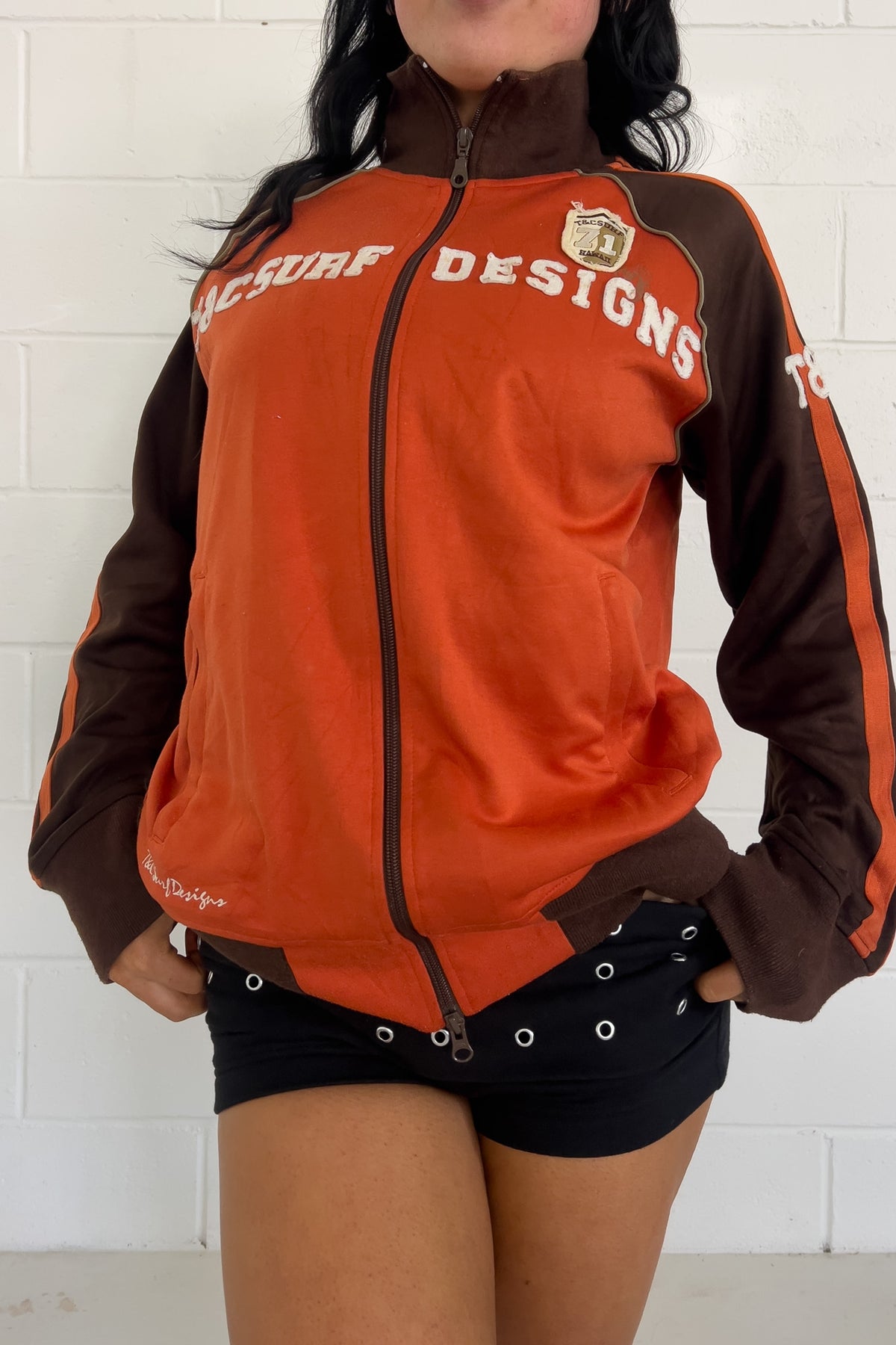 T&C SURF orange + brown sport jacket ★ Size labelled large