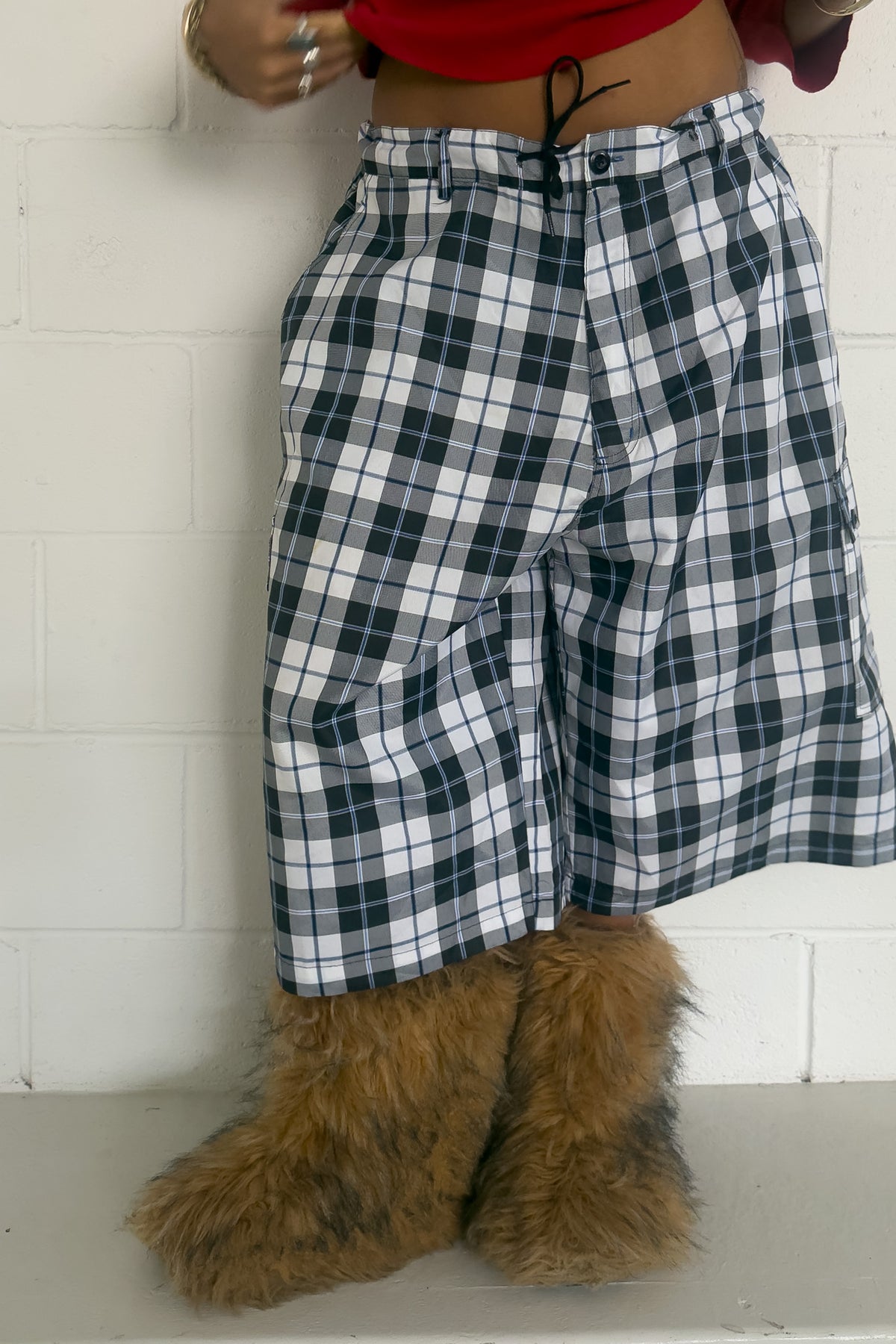 URBAN LABEL plaid short ★ One size adjustable waist