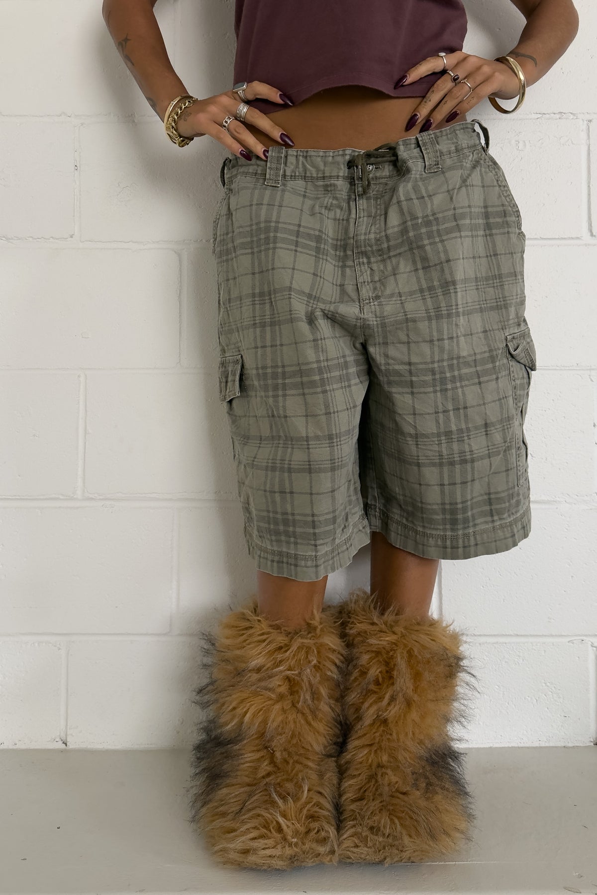 IZOD green plaid short ★ One size adjustable waist