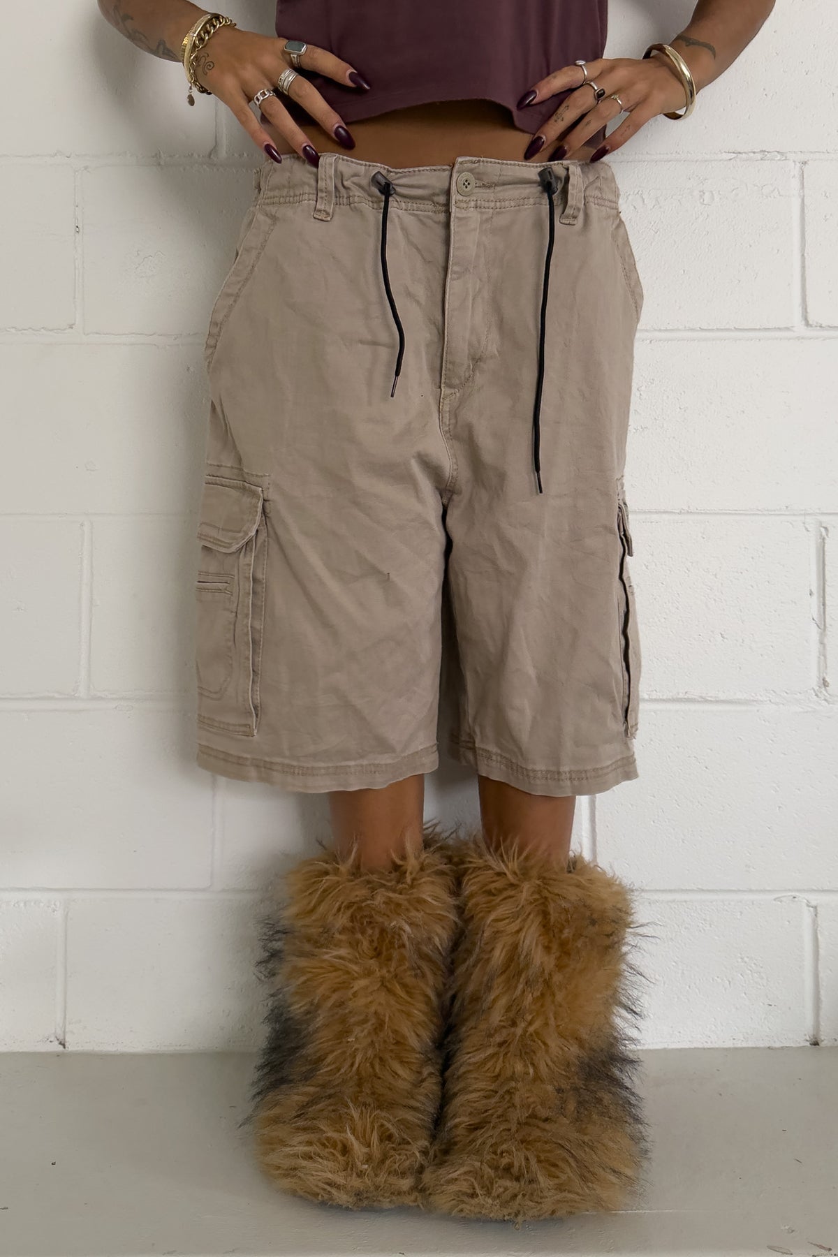 UNION BAY biege baggy jorts ★ One size adjustable waist