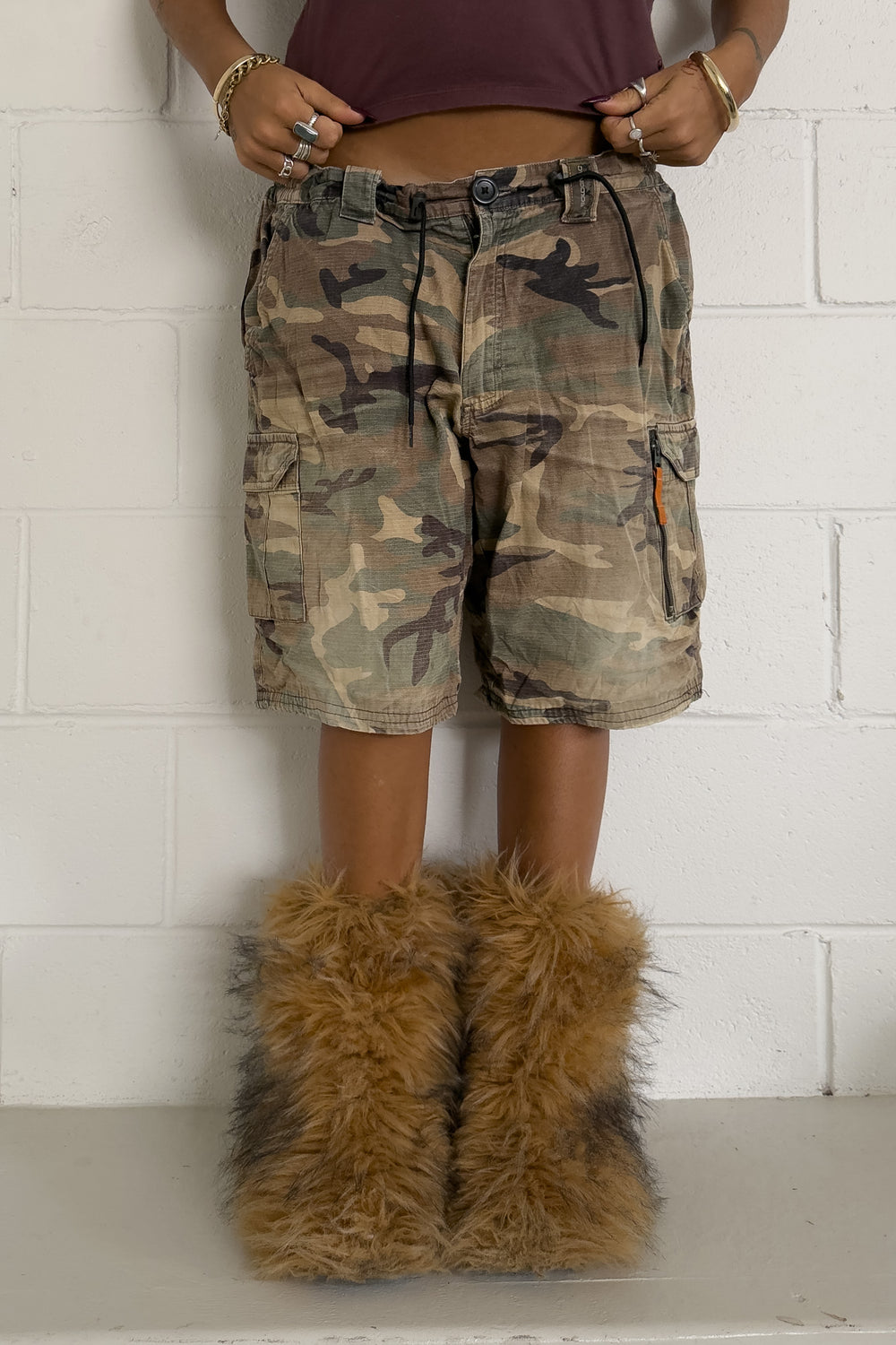 Brown camo jorts ★ One size adjustable waist