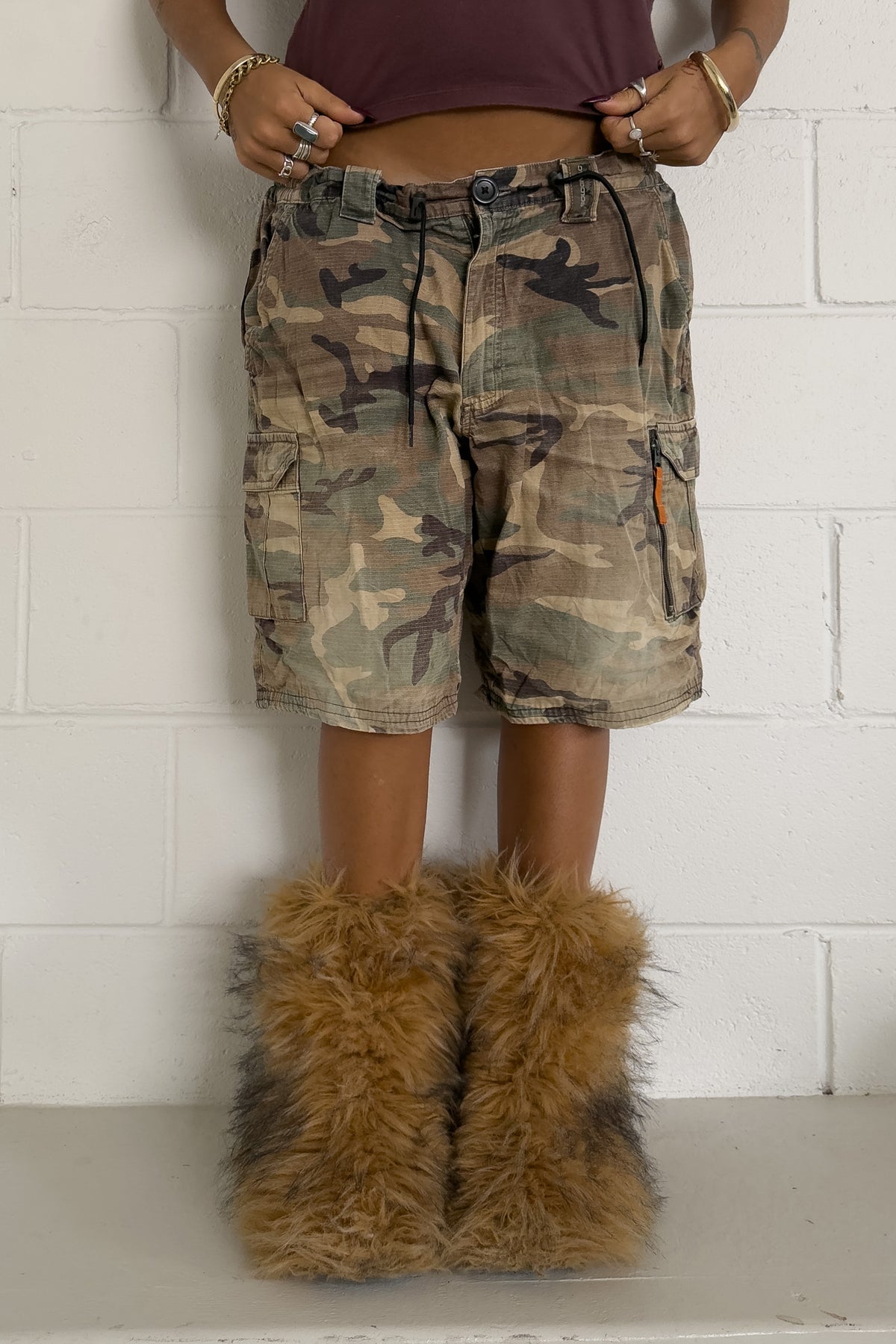 Brown camo jorts ★ One size adjustable waist