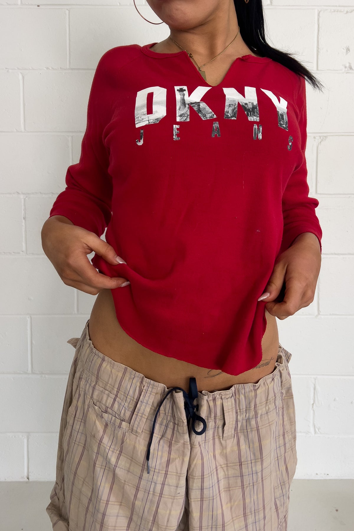 DKNY red graphic long sleeve ★ Size labelled  large