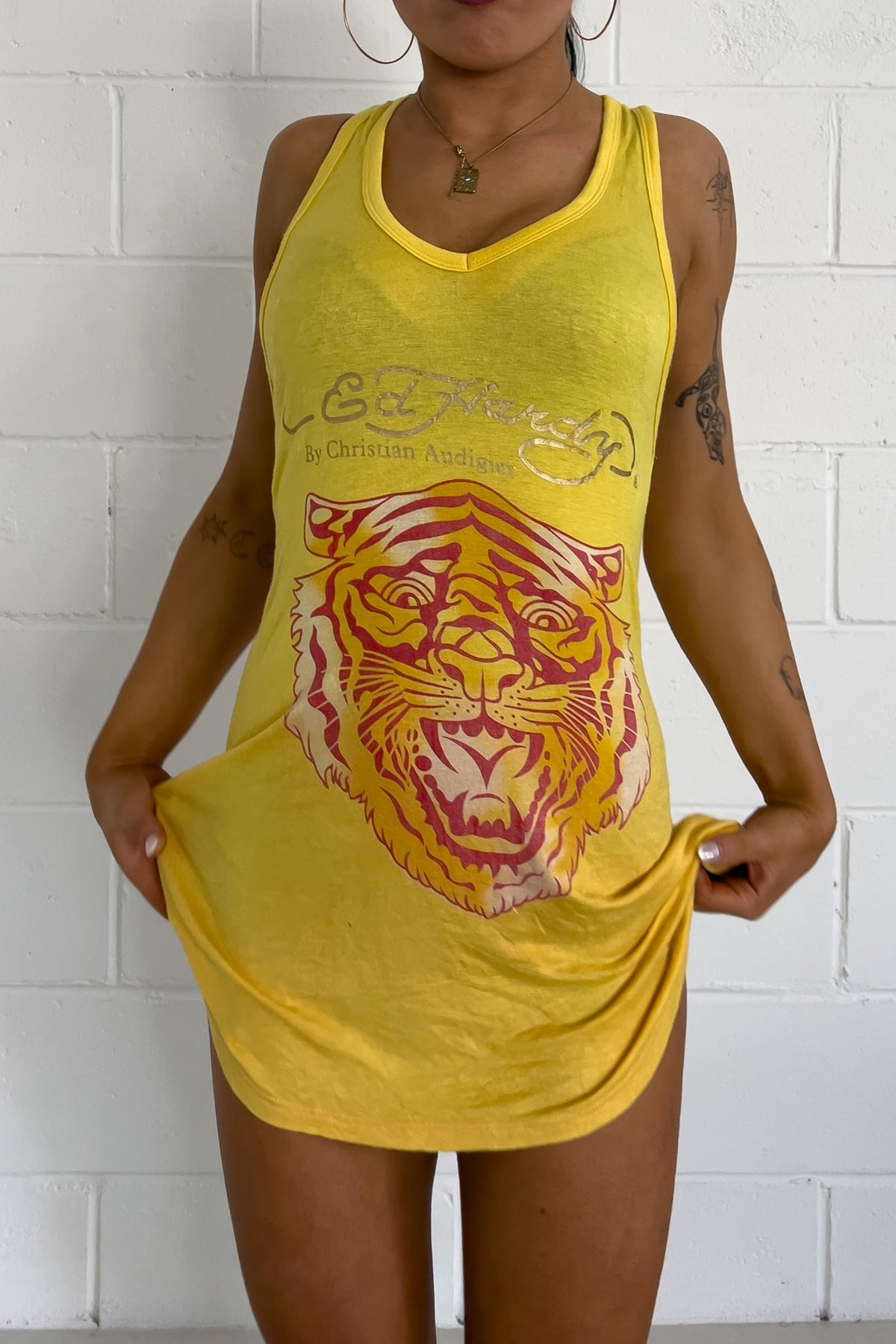 ED HARDY yellow tank dress ★ Size labelled small