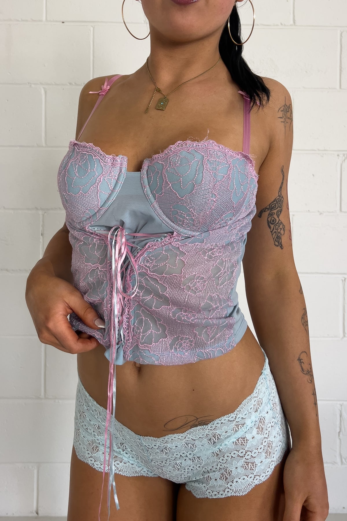 Blue + pink festival corset ★ Size est small