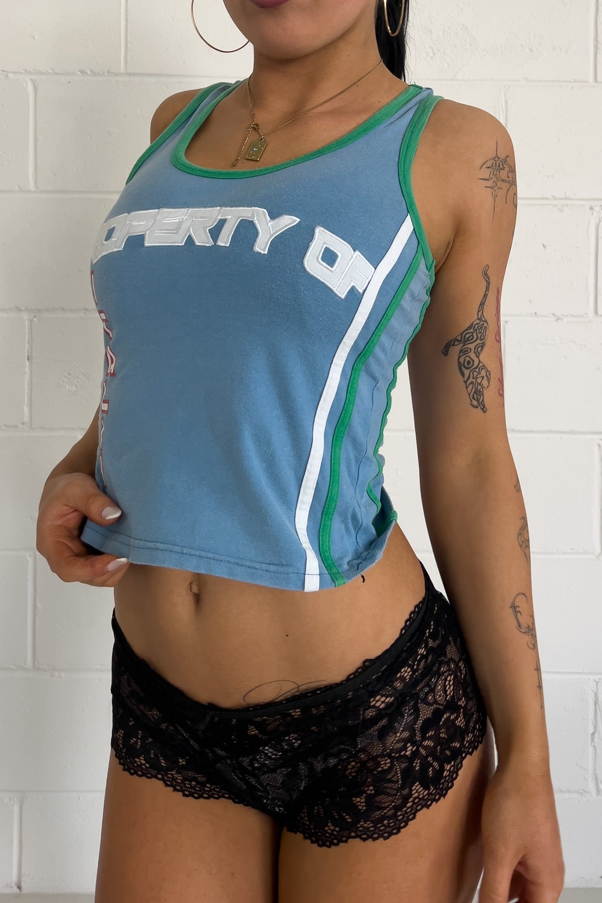 GOLD FOOTBALL blue + green "italia" tank ★ Size labelled large