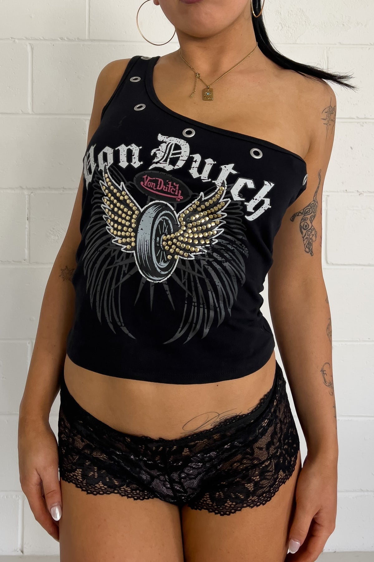 VONDUTCH black "wings" off-shoulder top ★ Size labelled medium