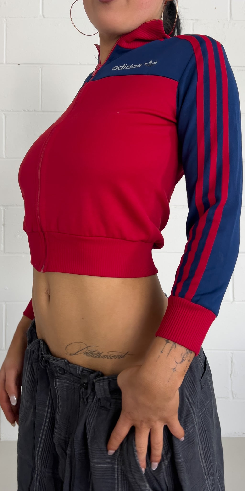 ADIDAS red + navy track jacket ★ Size est XXS