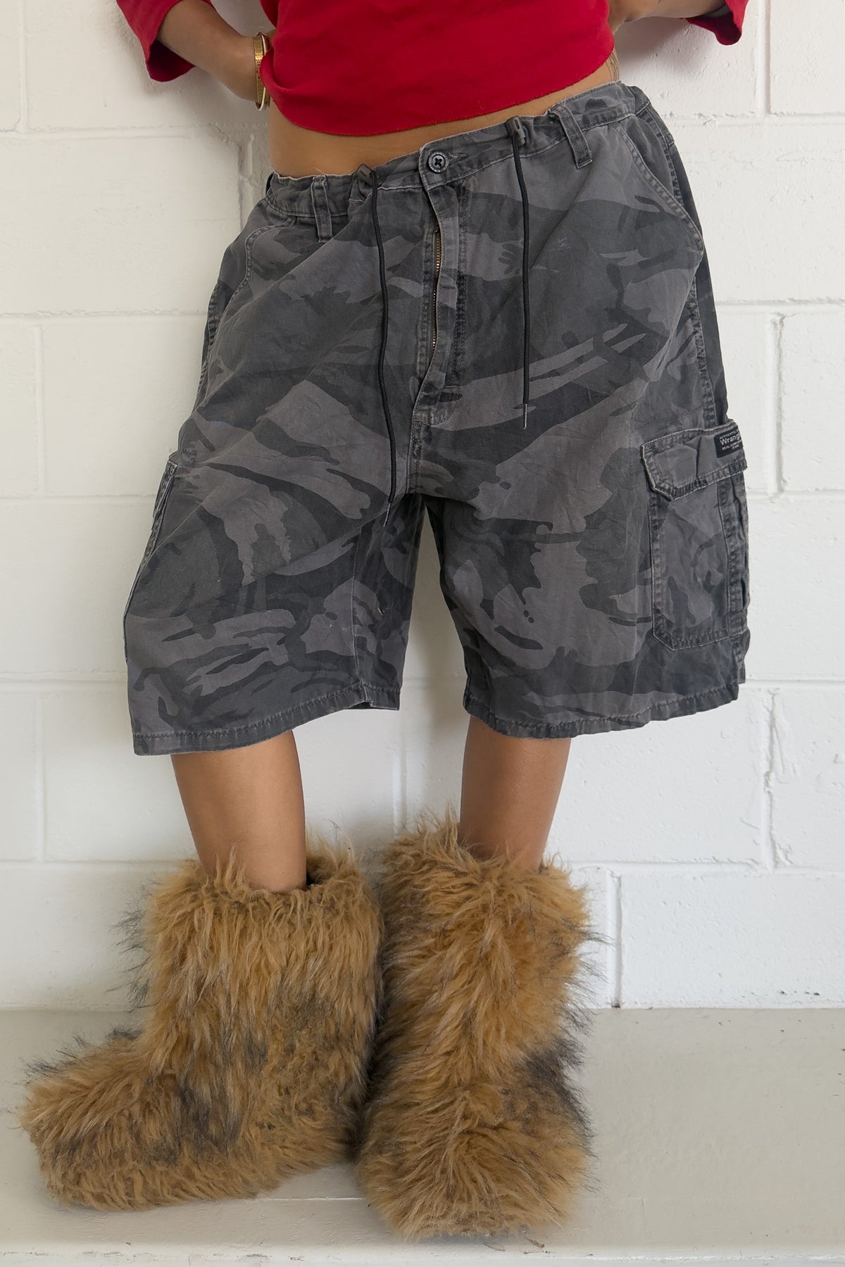 WRANGLER dark camo shorts ★ one size adjustable waist