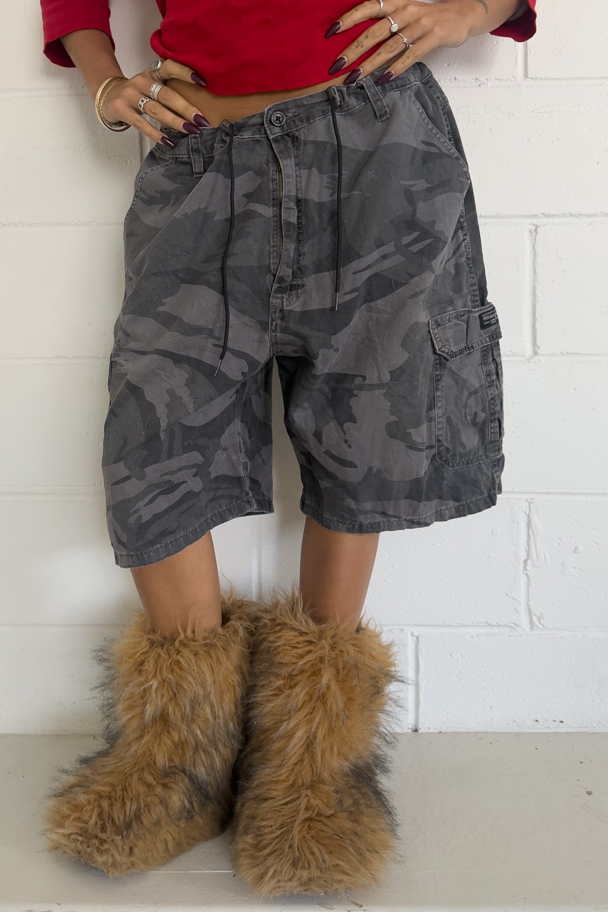 WRANGLER dark camo shorts ★ one size adjustable waist