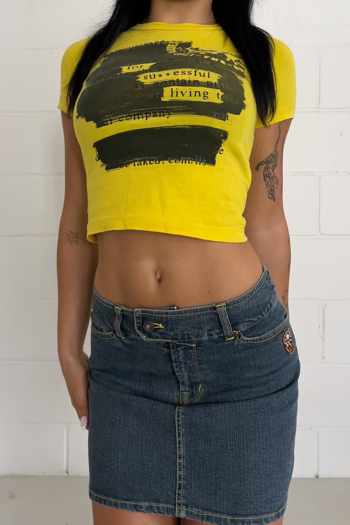 DIESEL yellow graphic top ★ Size estimated XS