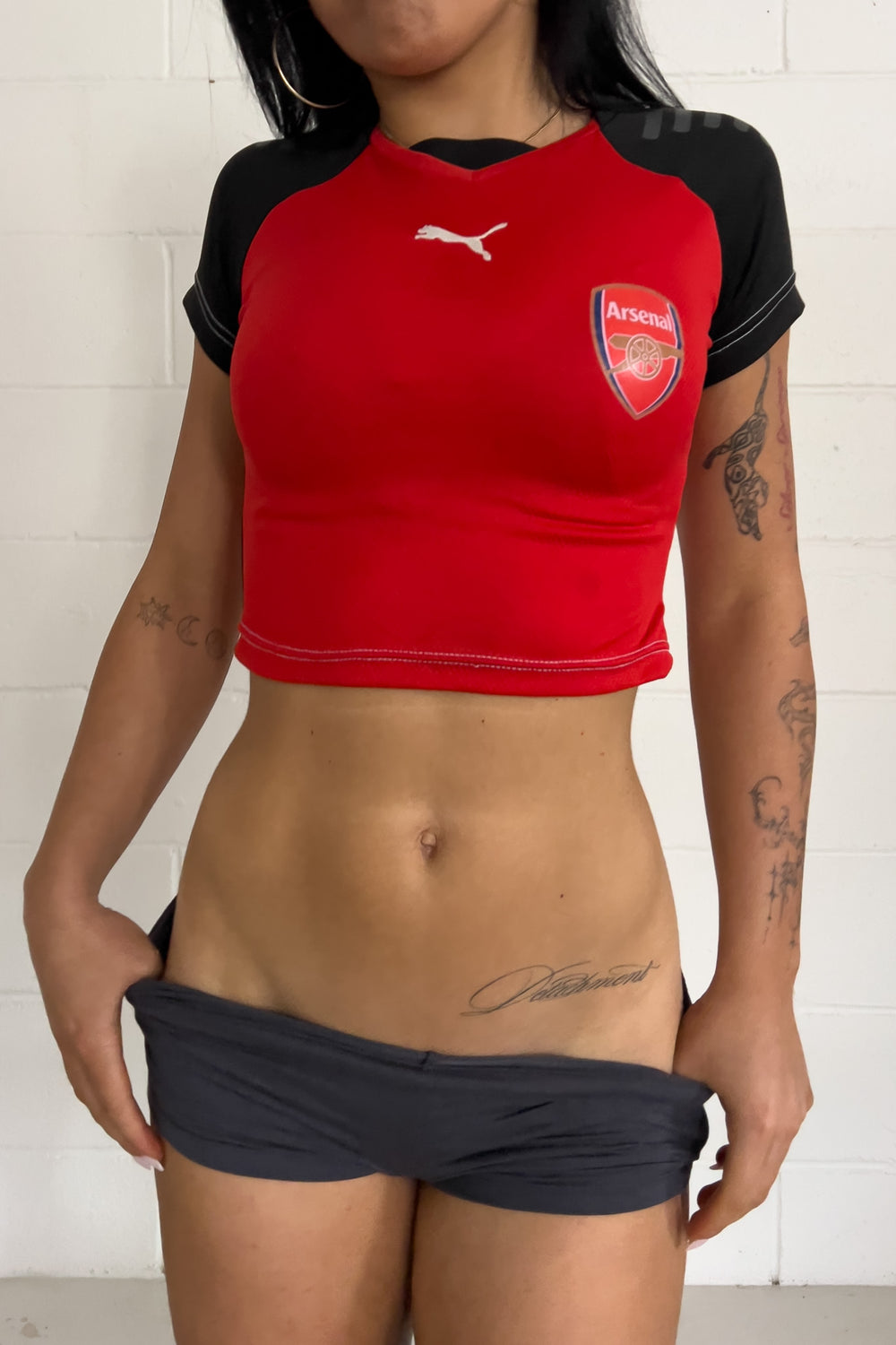 PUMA ARSENAL red cropped jersey ★ Size estimated XS