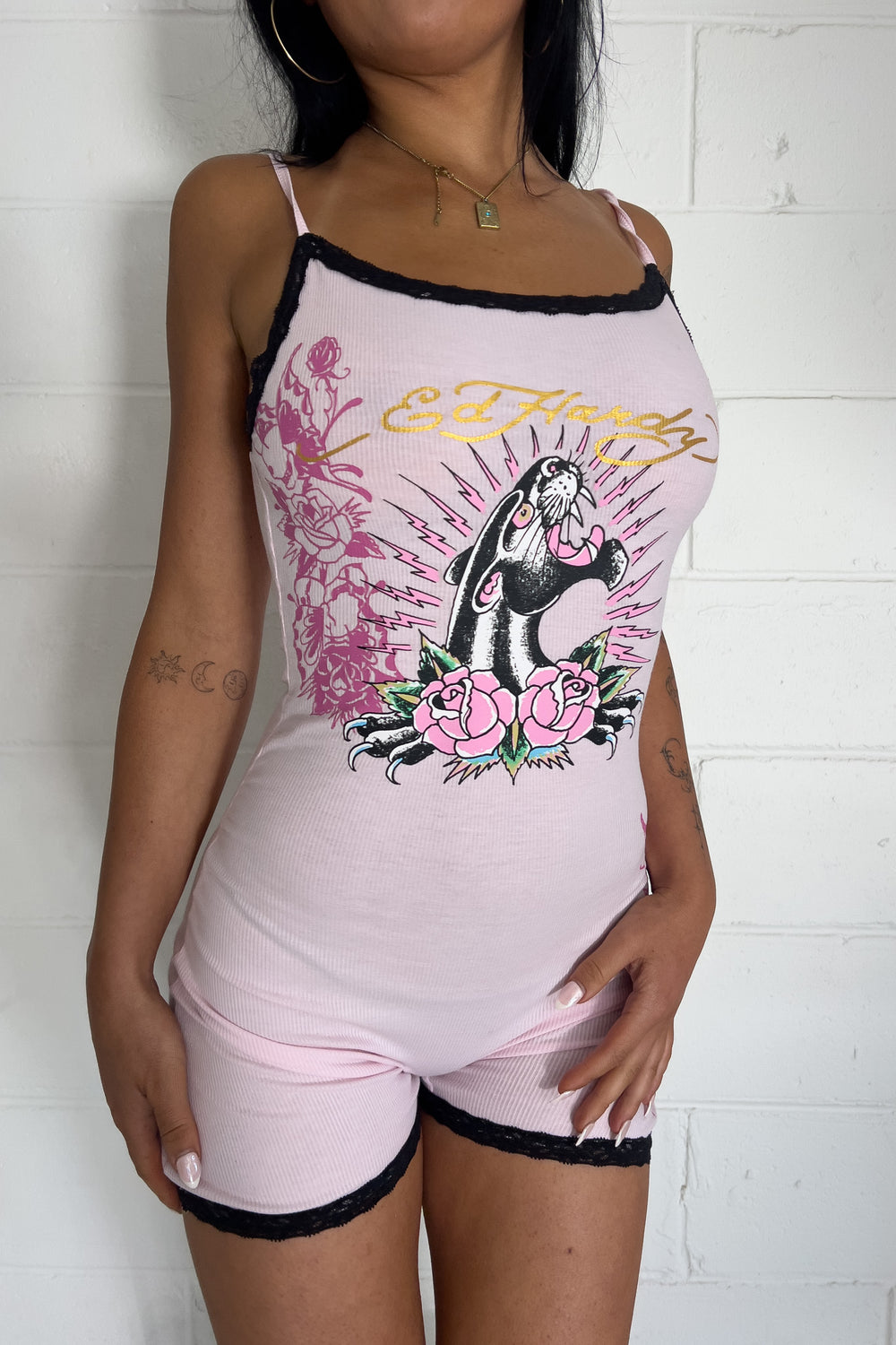 ED HARDY baby pink jumpsuit ★ Size medium