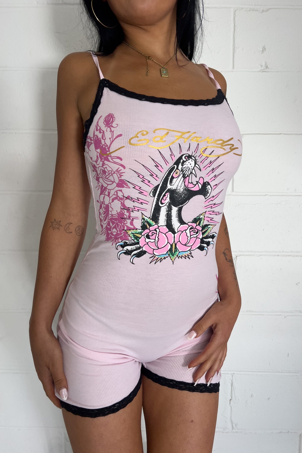 ED HARDY baby pink jumpsuit ★ Size medium