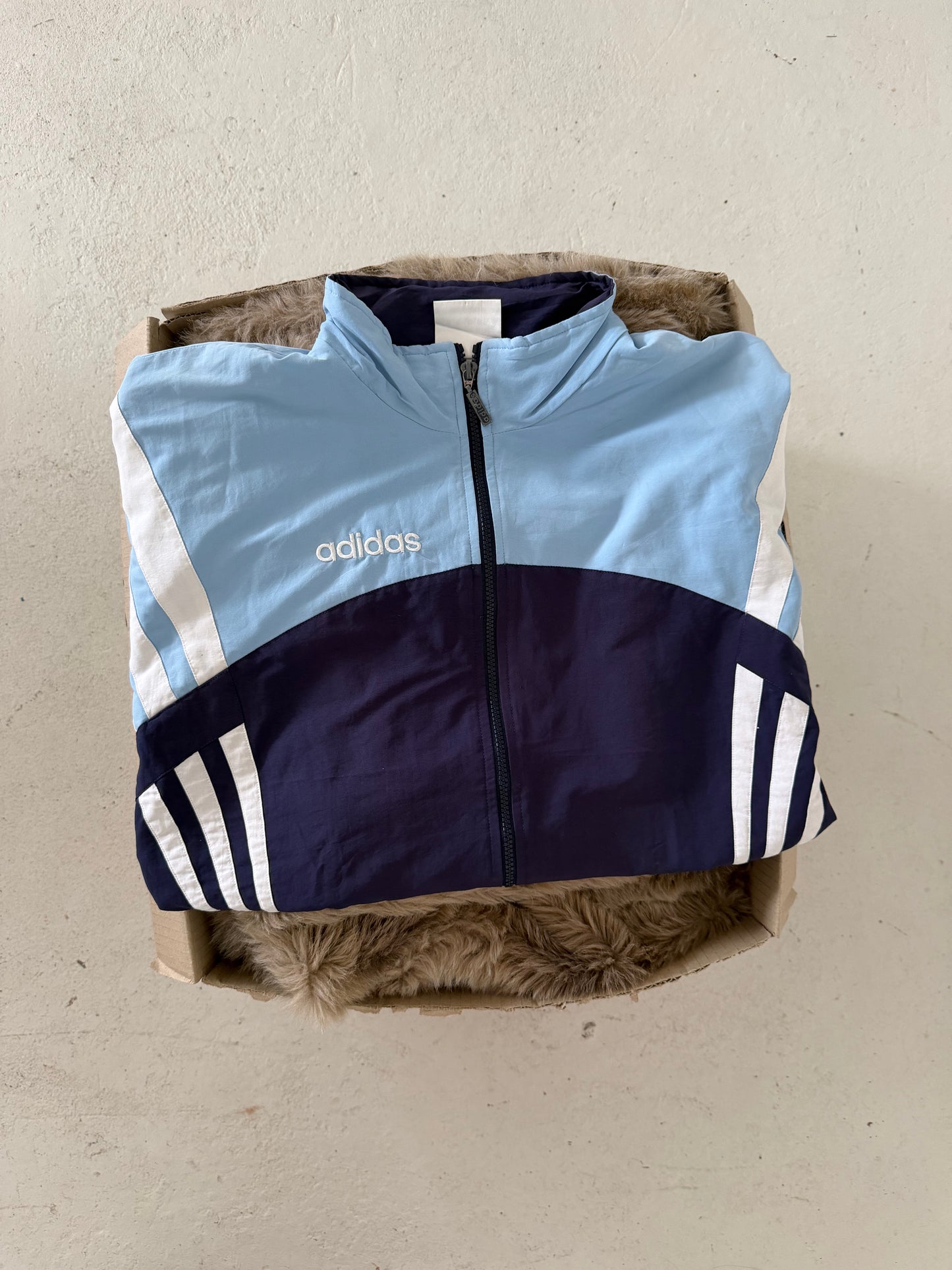 ADIDAS blue + white track jacket ★ Size est XL
