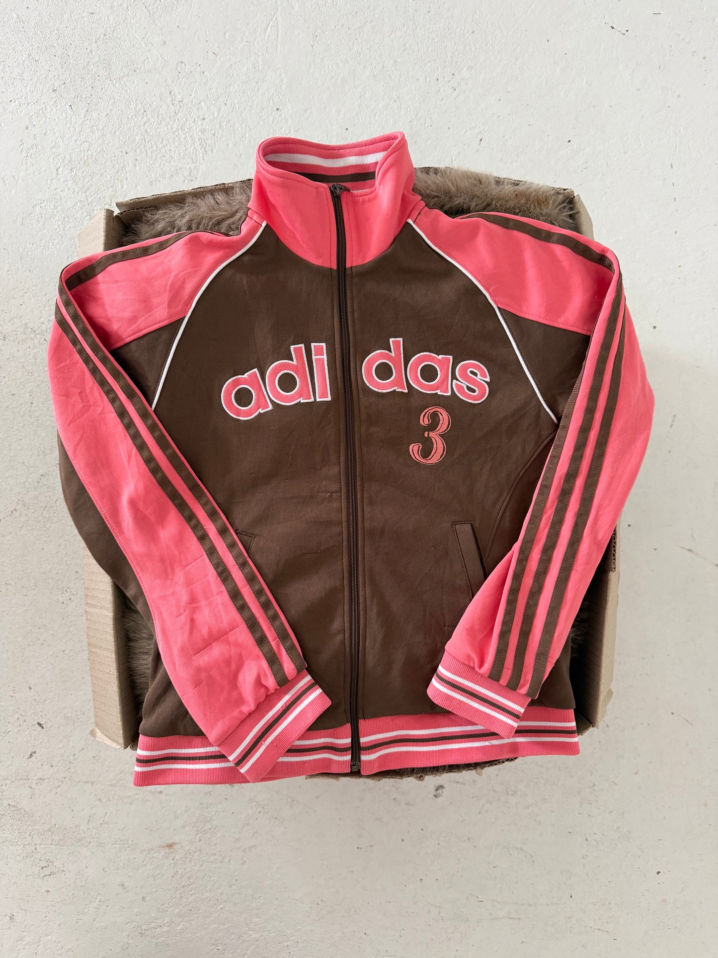 ADIDAS brown + pink track pants ★ Size labelled medium