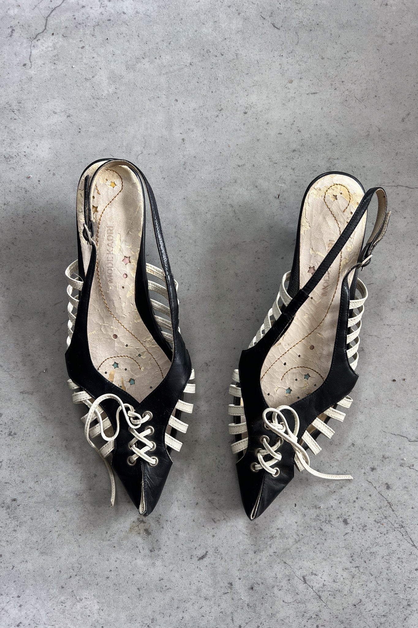 Vintage black & white kitten heels ★ Size 23.5