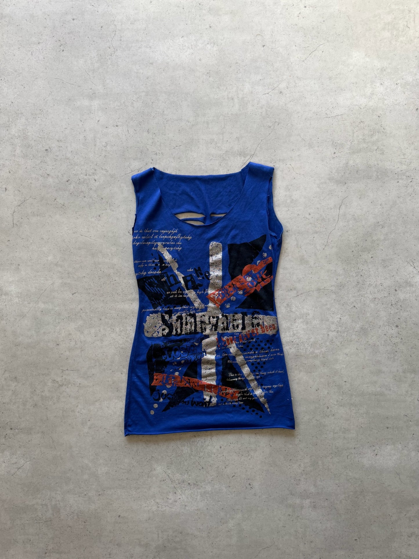 Blue "union jack" graphic glitter tank ★ Size est medium (fits all)