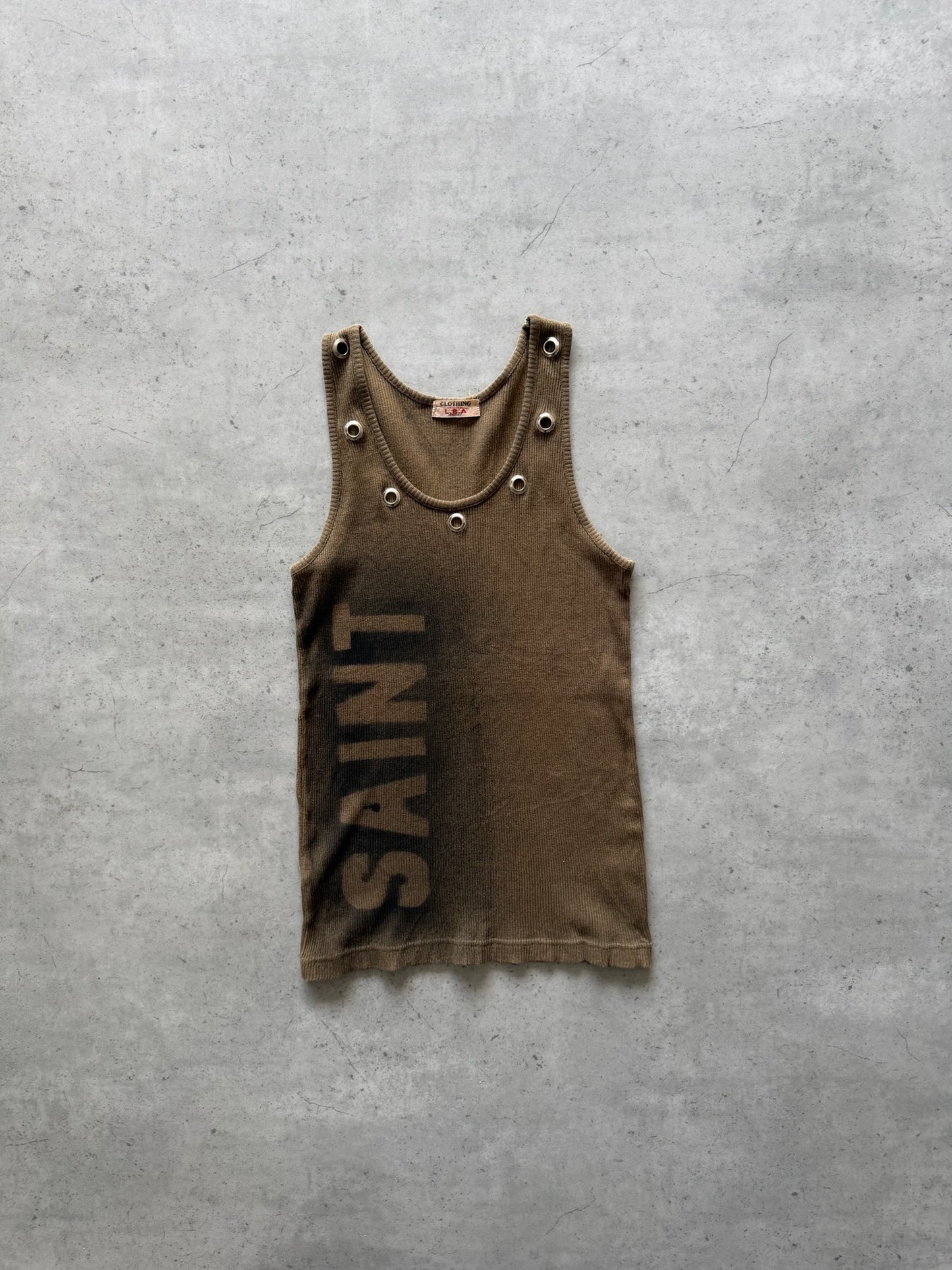 CLOTHING ORIGINAL khaki "saint" graphic tank ★ Size est small