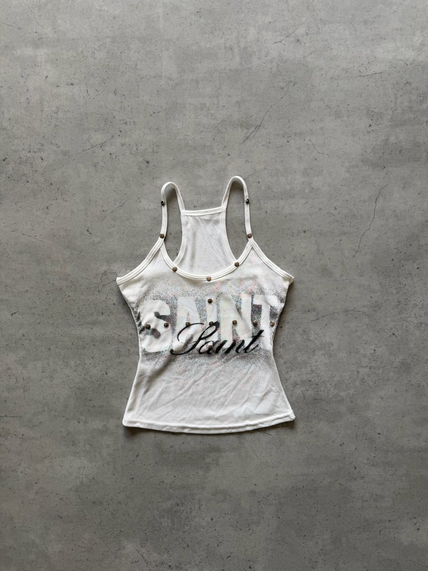 White "saint" graphic tank ★ Size est Xsmall