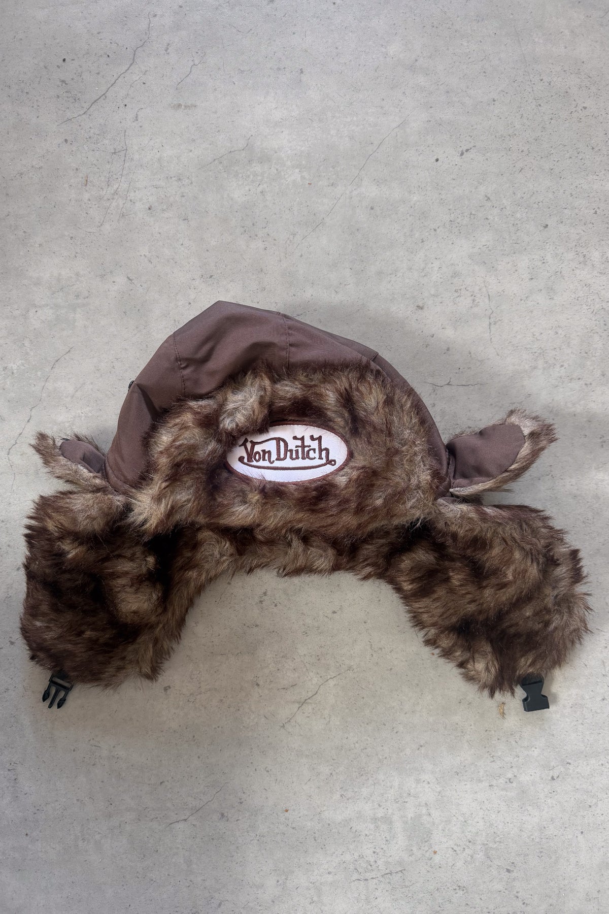 VON DUTCH brown fluffy festival hat ★