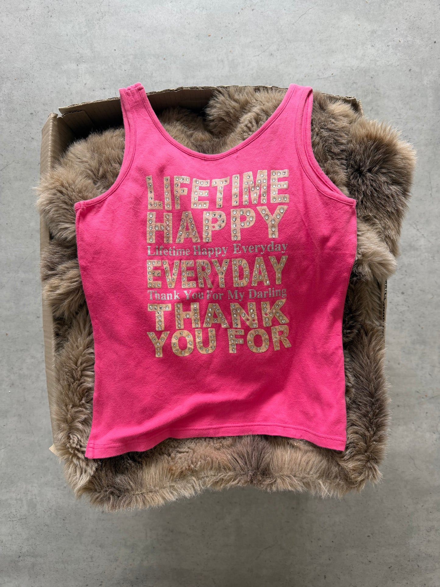 Hot pink embelished tank ★ Size estimated large