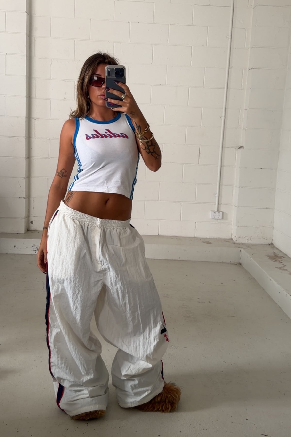 ADIDAS white graphic tank ★ Size estimated small