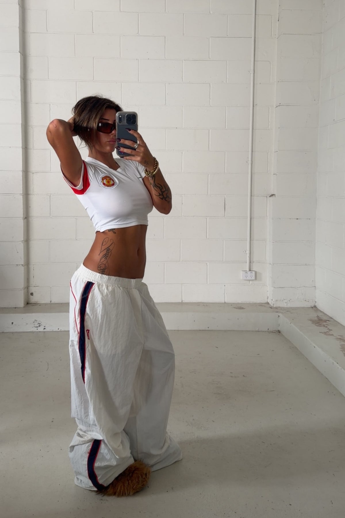 NIKE white (manchester) cropped jersey ★ Size est small