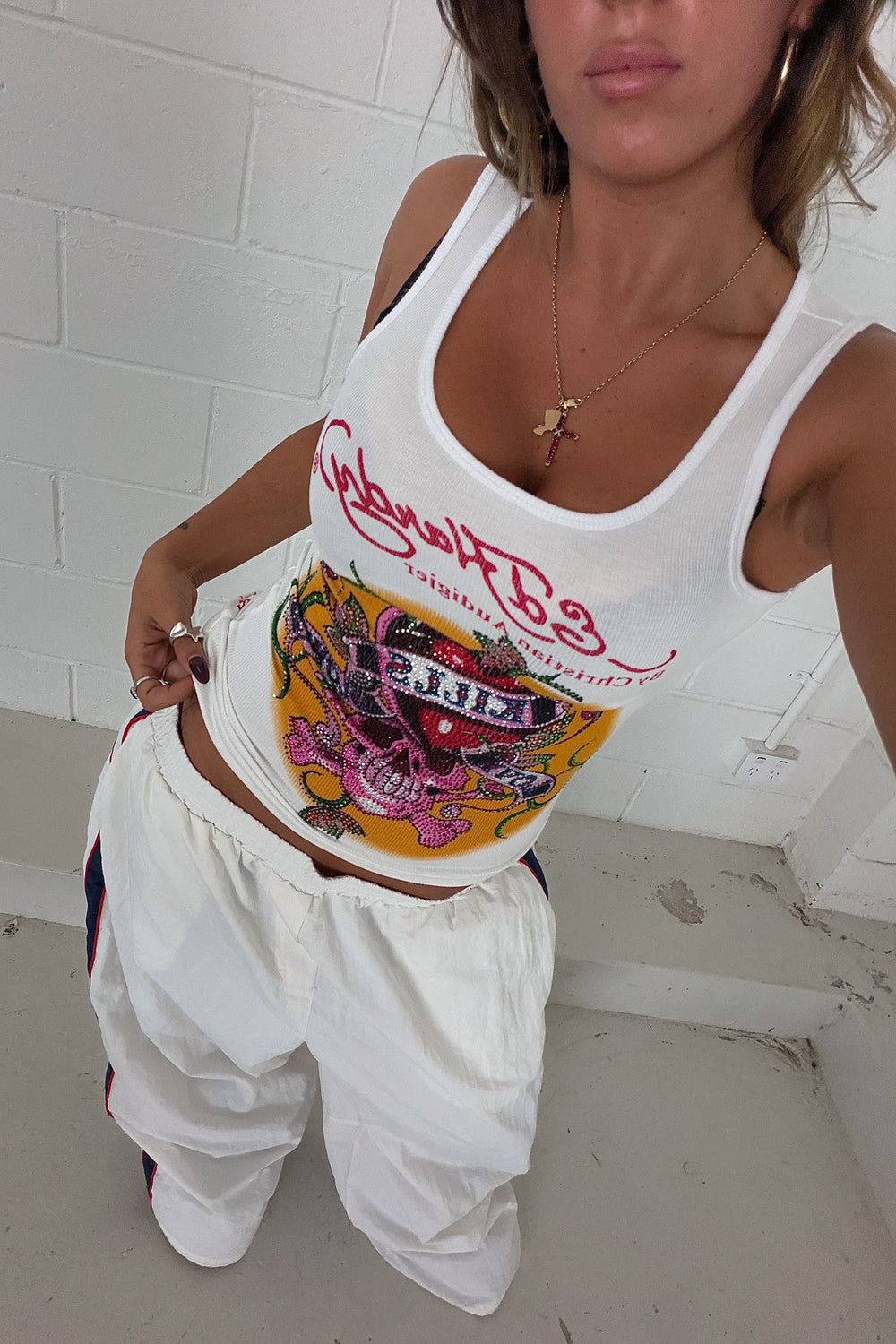 ED HARDY sequin vintage tank  ★ Size labelled small
