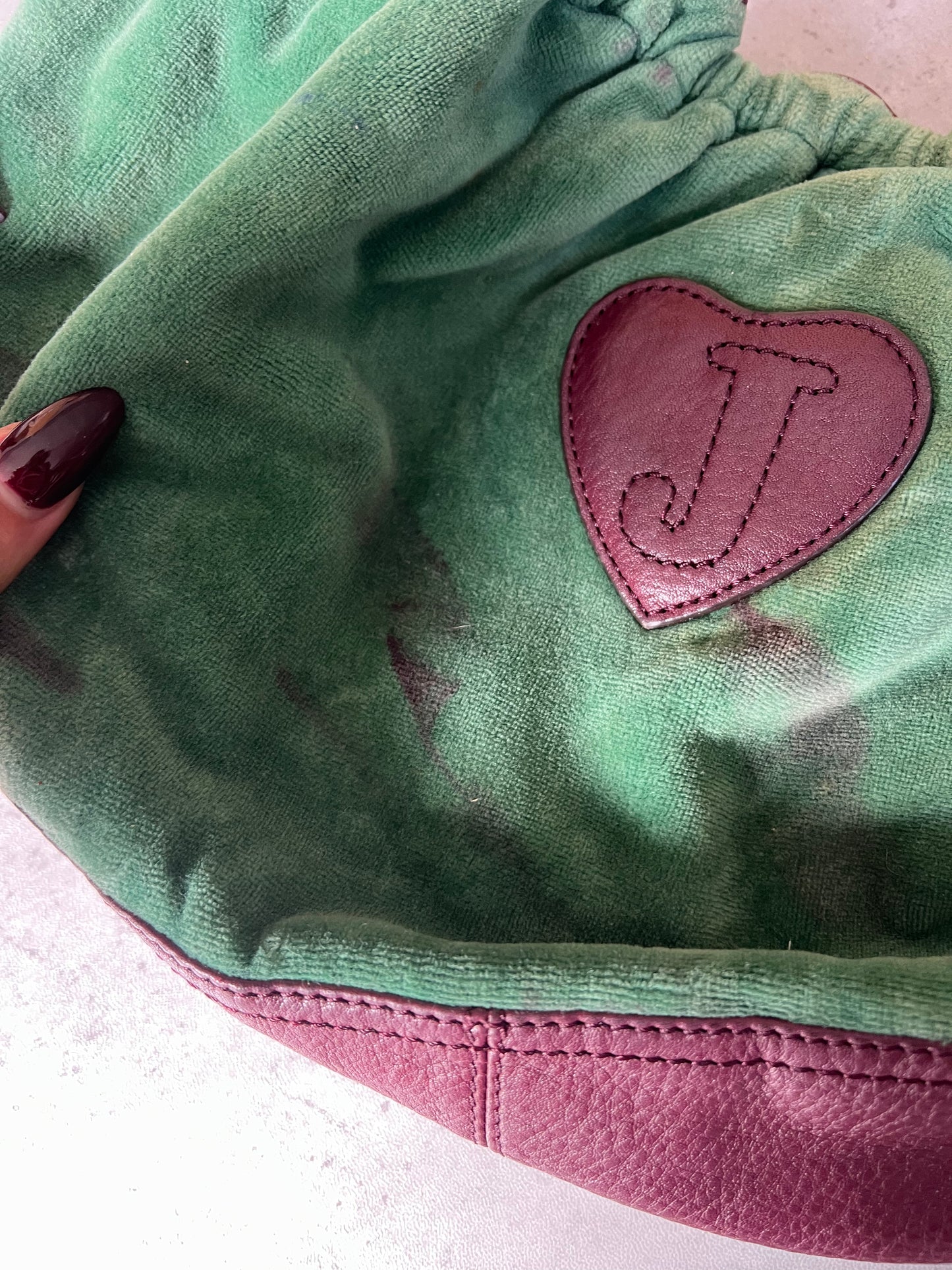 JUICY COUTURE green + purple velour bubble bag ★ RARE