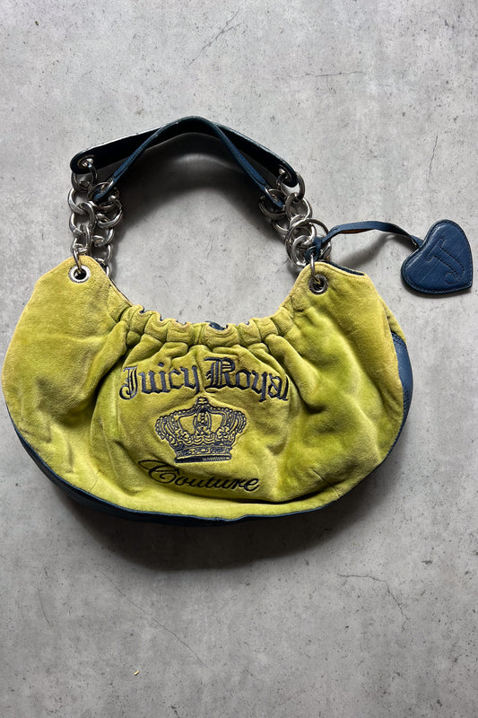 JUICY COUTURE green + navy velour bubble bag ★ RARE