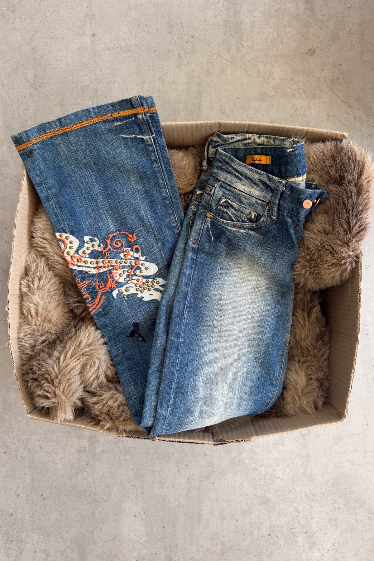 Vintage detailed graphic jeans ★ Size XS