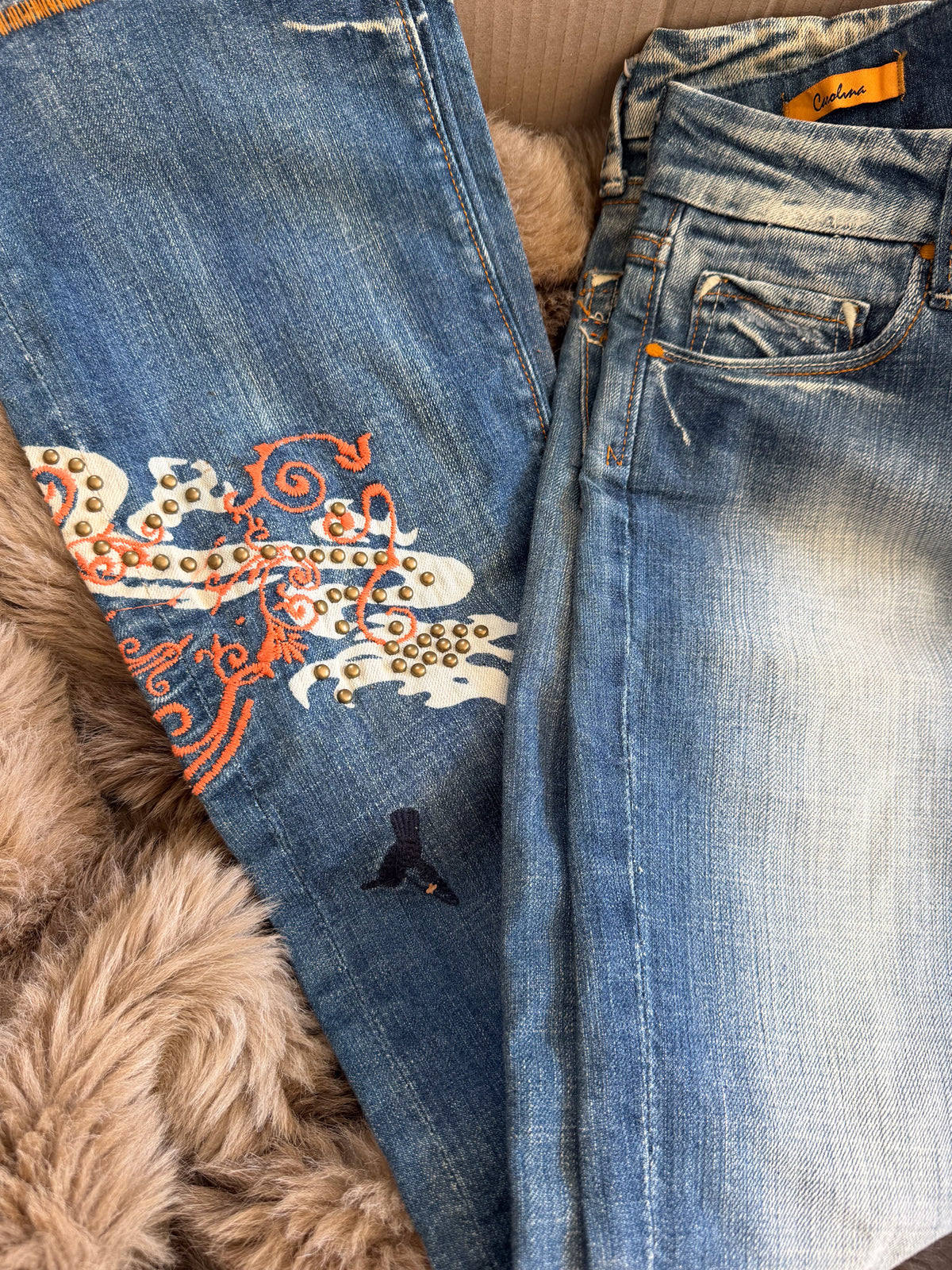 Vintage detailed graphic jeans ★ Size XS