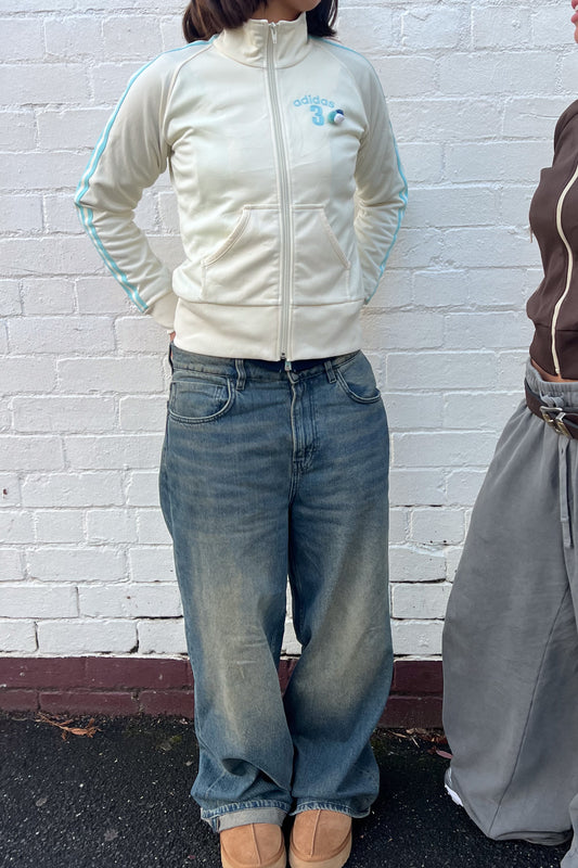 ADIDAS white + blue track jacket