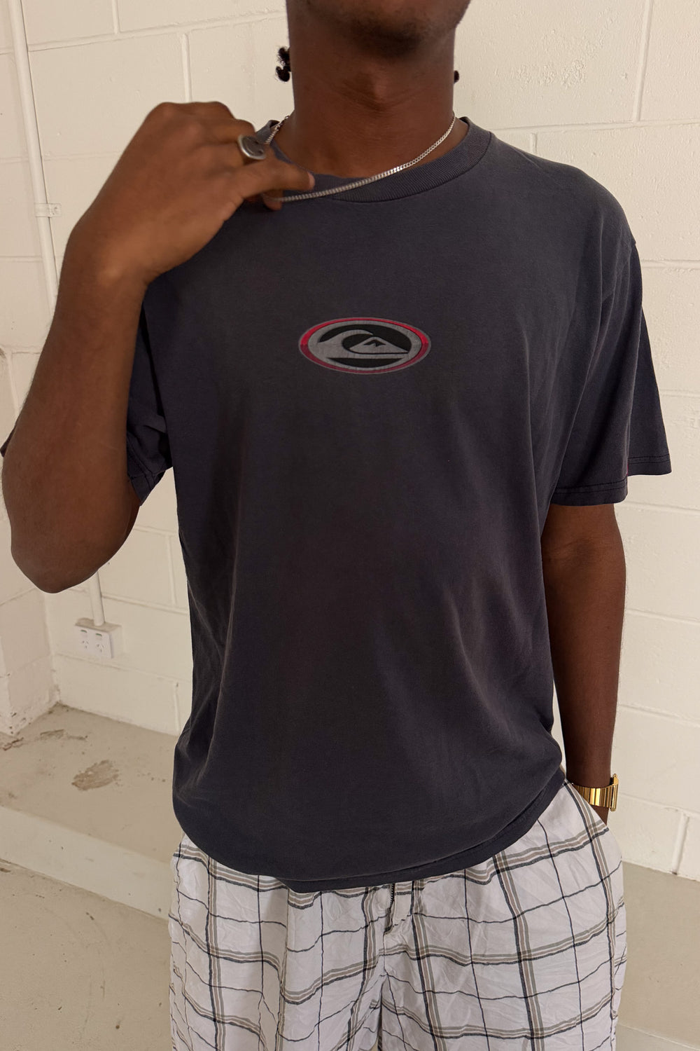 QUICKSILVER dark navy logo tee ★ Size est XL