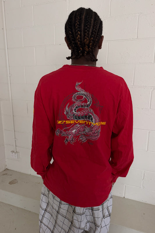 T&C SURF red graphic longsleeve ★ Size XL