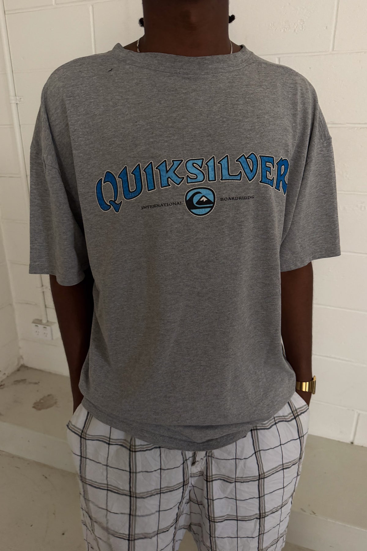 QUICKSILVER grey logo tee ★ Size est XL