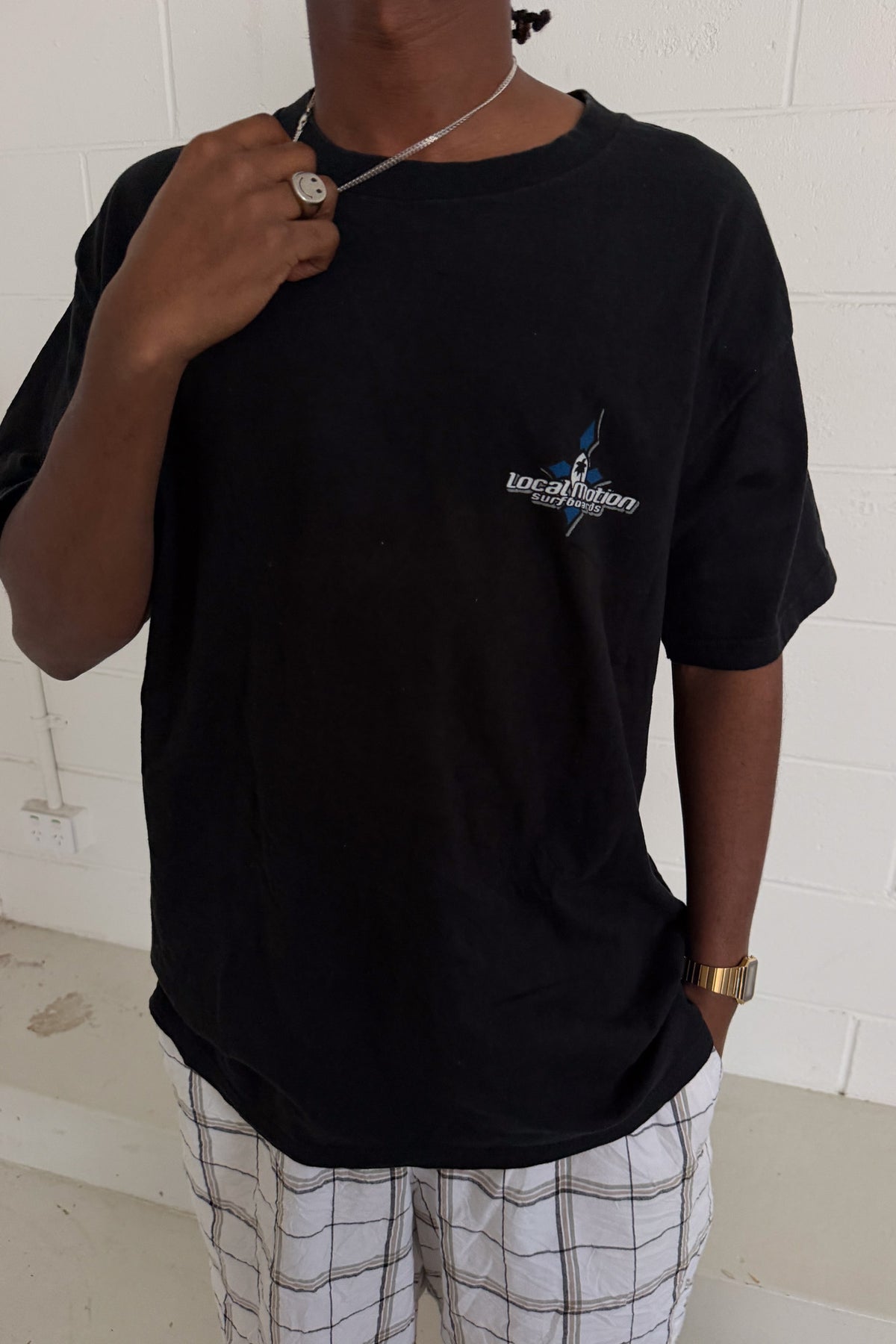 LOCAL MOTION black graphic tee ★ Size est XL