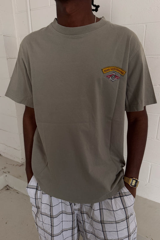BEAR SURFBOARDS khaki graphic tee ★ Size large