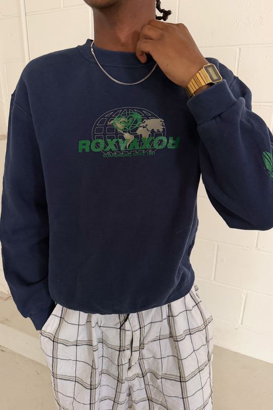 ROXY WORLD navy crewneck ★ Size large