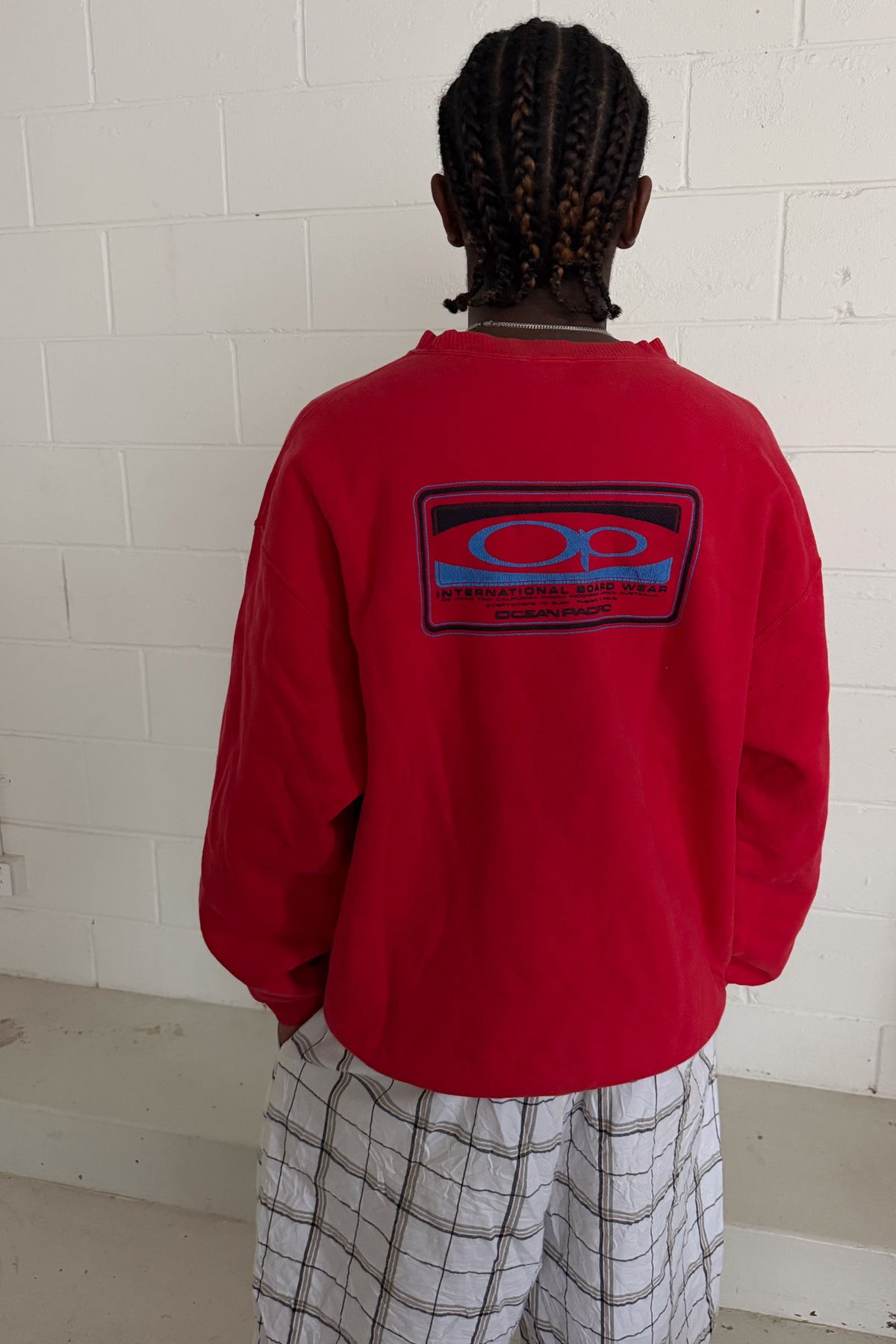 OCEAN PACIFIC red logo crewneck ★ Size est L