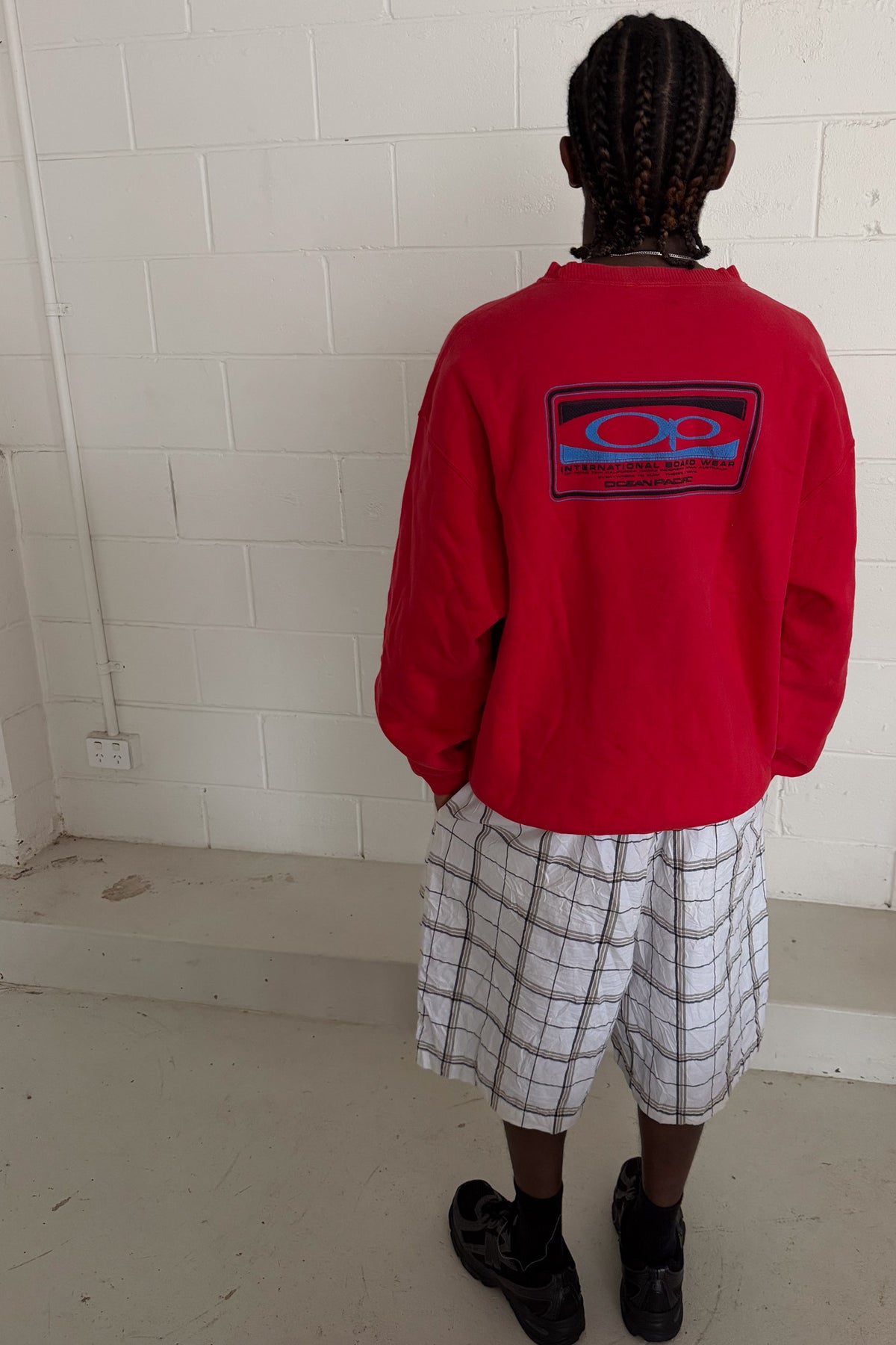 OCEAN PACIFIC red logo crewneck ★ Size est L