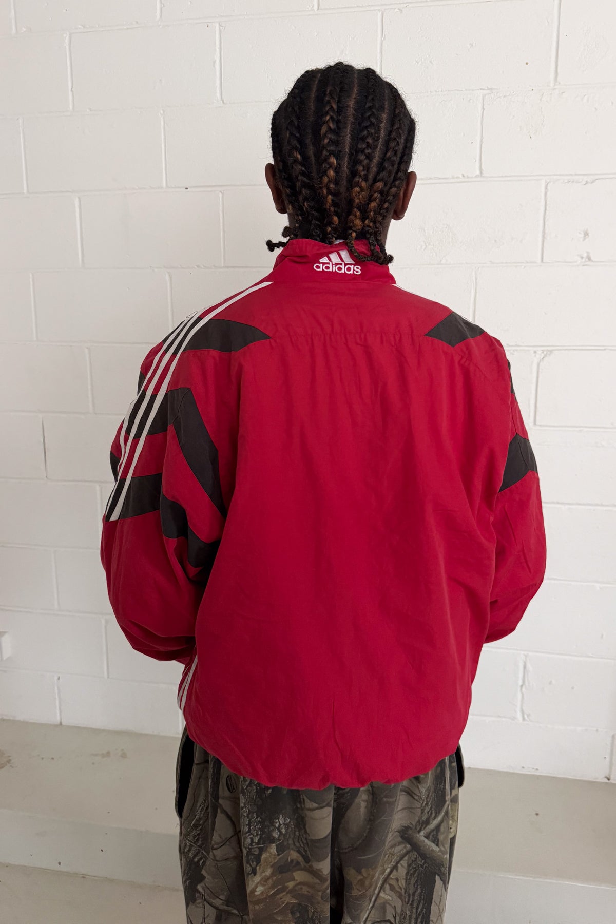 ADIDAS red & black zip up jacket ★ Size est L