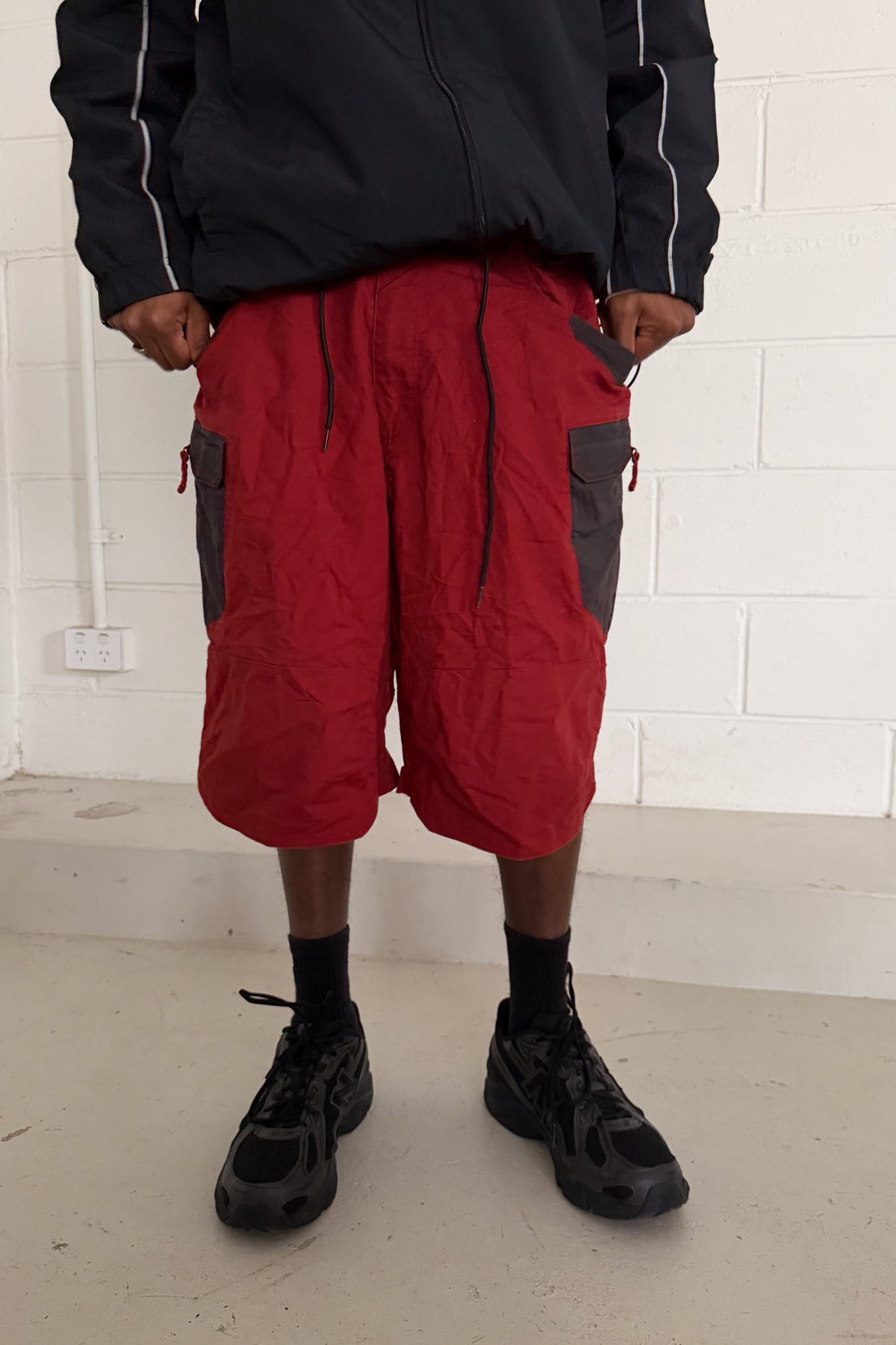 Red & black jorts ★ one size adjustable waist