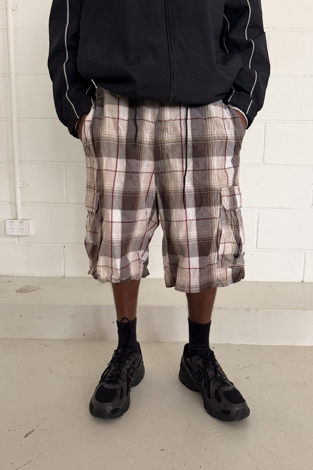 Brown plaid jorts ★ one size adjustable waist